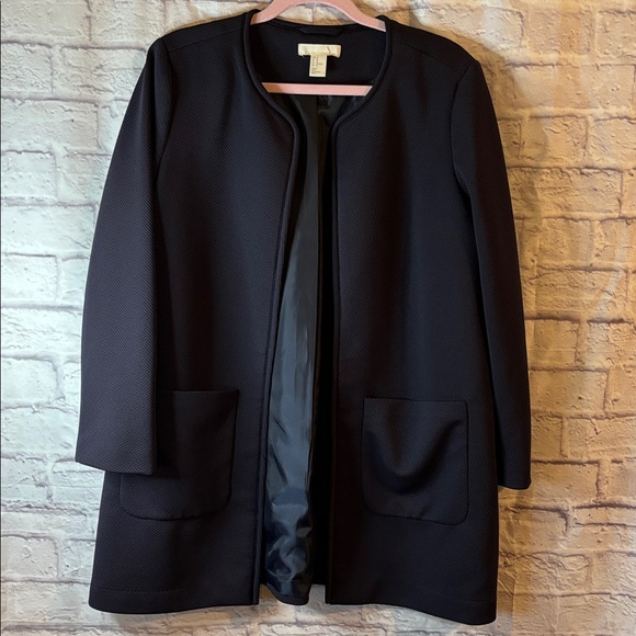🔵H&M Elegant Navy Blue Patch Pocket Jacket - Picture 3 of 10